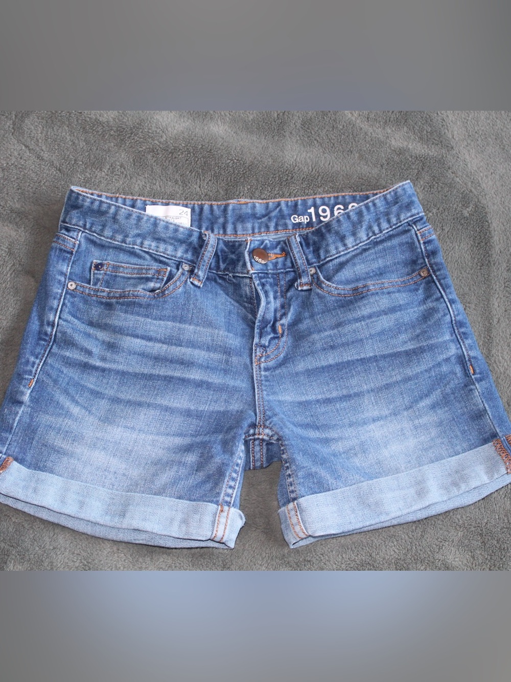 GAP Light Blue Rolled-Hem Boyfriend Denim Shorts